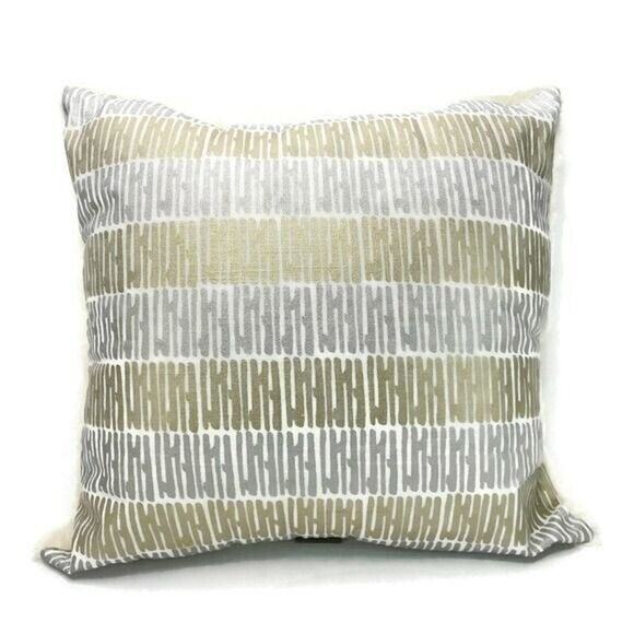 Allen and Roth Throw Pillow 15 x 14 x 8 Gold Silver White Faux Fur - Picture 1 of 4